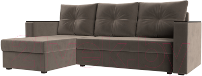Диван угловой Лига Диванов Атланта Лайт Б/С левый / 117037L (велюр коричневый) - фото