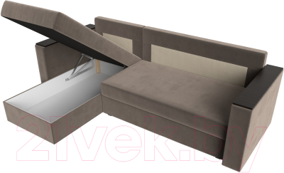 Диван угловой Лига Диванов Атланта Лайт Б/С левый / 117037L (велюр коричневый)