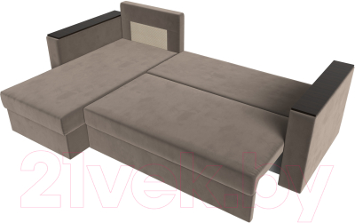 Диван угловой Лига Диванов Атланта Лайт Б/С левый / 117037L (велюр коричневый)