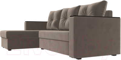 Диван угловой Лига Диванов Атланта Лайт Б/С левый / 117037L (велюр коричневый)