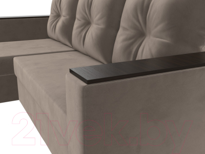 Диван угловой Лига Диванов Атланта Лайт Б/С левый / 117037L (велюр коричневый)