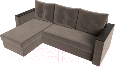 Диван угловой Лига Диванов Атланта Лайт Б/С левый / 117037L (велюр коричневый)