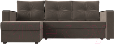 Диван угловой Лига Диванов Атланта Лайт Б/С левый / 117037L (велюр коричневый)