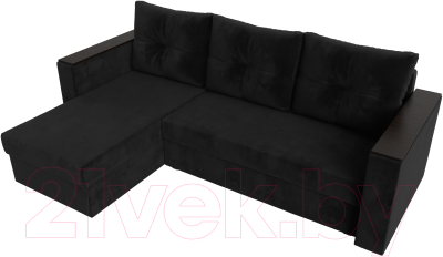 Диван угловой Лига Диванов Атланта Лайт Б/С левый / 117040L (велюр черный)