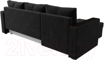 Диван угловой Лига Диванов Атланта Лайт Б/С левый / 117040L (велюр черный)