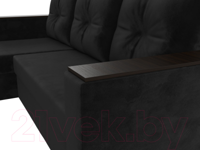 Диван угловой Лига Диванов Атланта Лайт Б/С левый / 117040L (велюр черный)