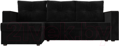 Диван угловой Лига Диванов Атланта Лайт Б/С левый / 117040L (велюр черный)