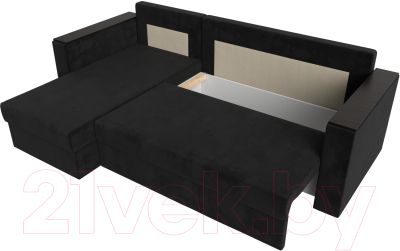 Диван угловой Лига Диванов Атланта Лайт Б/С левый / 117040L (велюр черный)
