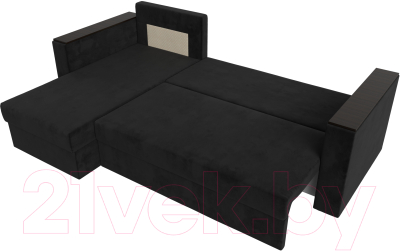 Диван угловой Лига Диванов Атланта Лайт Б/С левый / 117040L (велюр черный)