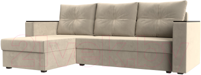 Диван угловой Лига Диванов Атланта Лайт Б/С левый / 117041L (микровельвет бежевый) - фото