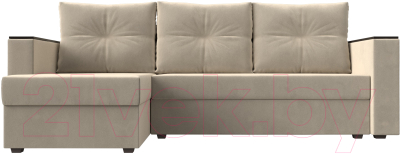 Диван угловой Лига Диванов Атланта Лайт Б/С левый / 117041L (микровельвет бежевый)