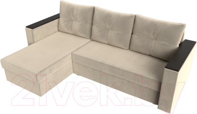 Диван угловой Лига Диванов Атланта Лайт Б/С левый / 117041L (микровельвет бежевый)