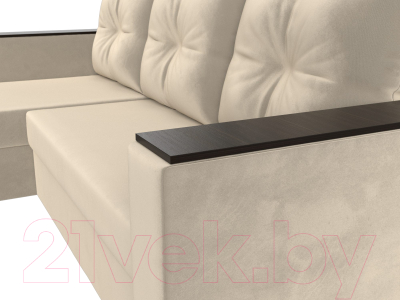Диван угловой Лига Диванов Атланта Лайт Б/С левый / 117041L (микровельвет бежевый)