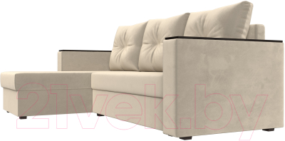 Диван угловой Лига Диванов Атланта Лайт Б/С левый / 117041L (микровельвет бежевый)