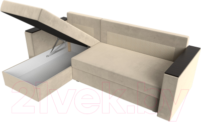 Диван угловой Лига Диванов Атланта Лайт Б/С левый / 117041L (микровельвет бежевый)
