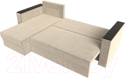 Диван угловой Лига Диванов Атланта Лайт Б/С левый / 117041L (микровельвет бежевый)