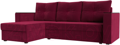 Диван угловой Лига Диванов Атланта Лайт Б/С левый / 117042L (микровельвет бордовый) - фото