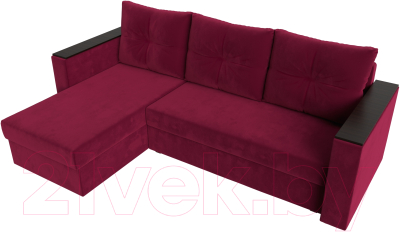 Диван угловой Лига Диванов Атланта Лайт Б/С левый / 117042L (микровельвет бордовый)