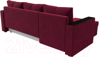 Диван угловой Лига Диванов Атланта Лайт Б/С левый / 117042L (микровельвет бордовый)