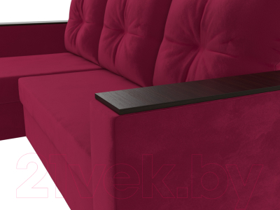 Диван угловой Лига Диванов Атланта Лайт Б/С левый / 117042L (микровельвет бордовый)