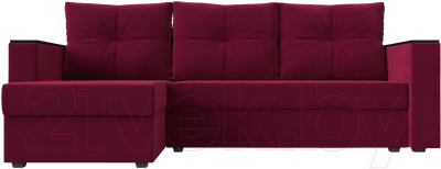 Диван угловой Лига Диванов Атланта Лайт Б/С левый / 117042L (микровельвет бордовый)