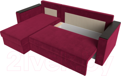 Диван угловой Лига Диванов Атланта Лайт Б/С левый / 117042L (микровельвет бордовый)