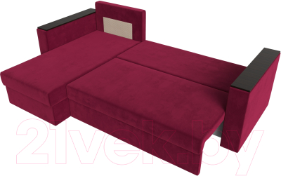 Диван угловой Лига Диванов Атланта Лайт Б/С левый / 117042L (микровельвет бордовый)