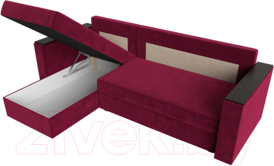 Диван угловой Лига Диванов Атланта Лайт Б/С левый / 117042L (микровельвет бордовый)