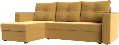 Диван угловой Лига Диванов Атланта Лайт Б/С левый / 117043L (микровельвет желтый) - фото