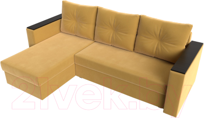 Диван угловой Лига Диванов Атланта Лайт Б/С левый / 117043L (микровельвет желтый)