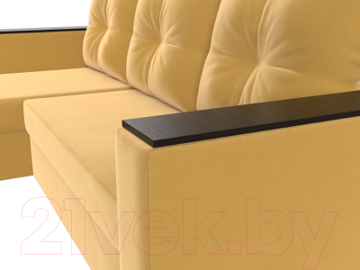 Диван угловой Лига Диванов Атланта Лайт Б/С левый / 117043L (микровельвет желтый)