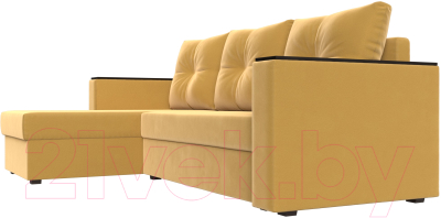 Диван угловой Лига Диванов Атланта Лайт Б/С левый / 117043L (микровельвет желтый)