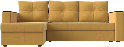 Диван угловой Лига Диванов Атланта Лайт Б/С левый / 117043L (микровельвет желтый)