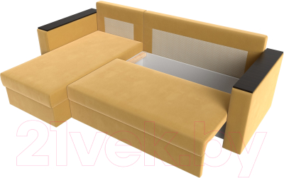 Диван угловой Лига Диванов Атланта Лайт Б/С левый / 117043L (микровельвет желтый)