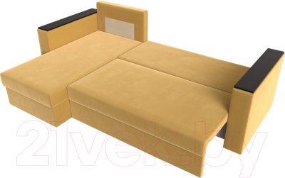 Диван угловой Лига Диванов Атланта Лайт Б/С левый / 117043L (микровельвет желтый)