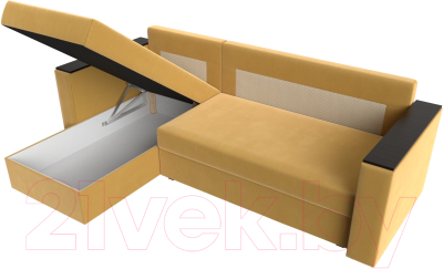 Диван угловой Лига Диванов Атланта Лайт Б/С левый / 117043L (микровельвет желтый)