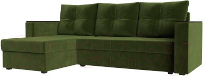 Диван угловой Лига Диванов Атланта Лайт Б/С левый / 117044L (микровельвет зеленый) - фото