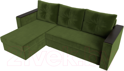 Диван угловой Лига Диванов Атланта Лайт Б/С левый / 117044L (микровельвет зеленый)