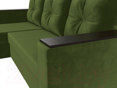 Диван угловой Лига Диванов Атланта Лайт Б/С левый / 117044L (микровельвет зеленый)