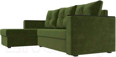 Диван угловой Лига Диванов Атланта Лайт Б/С левый / 117044L (микровельвет зеленый)