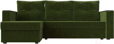 Диван угловой Лига Диванов Атланта Лайт Б/С левый / 117044L (микровельвет зеленый)