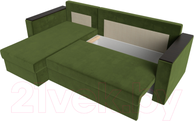 Диван угловой Лига Диванов Атланта Лайт Б/С левый / 117044L (микровельвет зеленый)