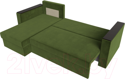 Диван угловой Лига Диванов Атланта Лайт Б/С левый / 117044L (микровельвет зеленый)