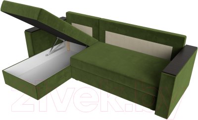 Диван угловой Лига Диванов Атланта Лайт Б/С левый / 117044L (микровельвет зеленый)