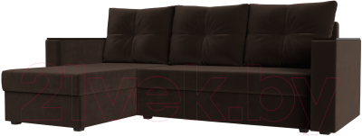 Диван угловой Лига Диванов Атланта Лайт Б/С левый / 117046L (микровельвет коричневый) - фото