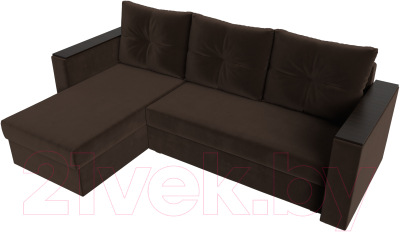 Диван угловой Лига Диванов Атланта Лайт Б/С левый / 117046L (микровельвет коричневый)