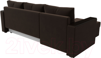 Диван угловой Лига Диванов Атланта Лайт Б/С левый / 117046L (микровельвет коричневый)