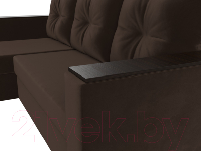 Диван угловой Лига Диванов Атланта Лайт Б/С левый / 117046L (микровельвет коричневый)