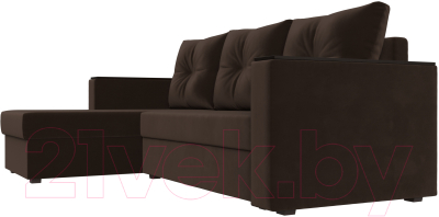 Диван угловой Лига Диванов Атланта Лайт Б/С левый / 117046L (микровельвет коричневый)