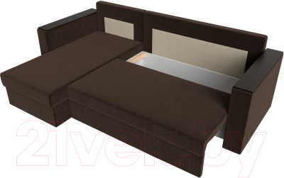 Диван угловой Лига Диванов Атланта Лайт Б/С левый / 117046L (микровельвет коричневый)